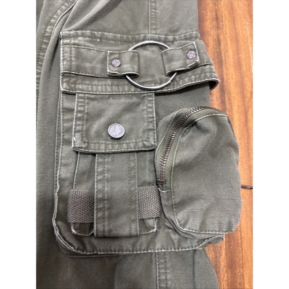 Free Knight Pants Mens 32 Green Cargo Tactical Military Zippers Pockets Chains - Picture 5 of 11